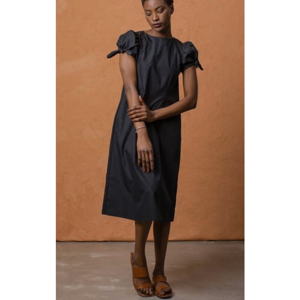 Grammar NYC Quotation Puff Tie Sleeve Button Back Capsule A Line Midi Dress 6